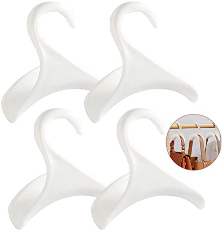 4Pcs Purse Hanger Hook bag Rack holder - handbag hanger organizer Storage - Over The Closet Rod hanger for Storing and Organizing Purses | Backpacks |Satchels | Crossovers | Handbags | Tote(White)