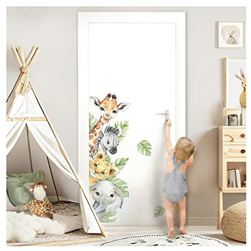 Little Deco Adesivo da porta con animali della giungla senza nome, adesivo da parete per cameretta dei bambini, cameretta dei bambini, adesivo da parete personalizzato, adesivo da parete DL969-01