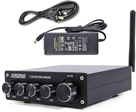 XRONG Subwoofer Amplifier Home Audio, Bluetooth Amplifier 5.0 Stereo,2.1 Channel Mini Hi-Fi Class D Integrated Amp 80 Watt x2+80 Watt for Home Outdoor Passive Speakers,Powered Subwoofer