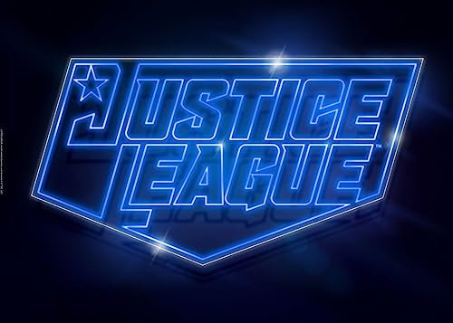 Displate - Poster aus Metall - Einfache Montage ohne Bohren - DC Comics - Symbols Of Hope - Justice League Neon - Größe M - 32x45cm Matt