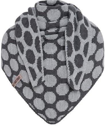 KNIT FACTORY - Dreiecksschal Liva - Damen Strickschal mit Wolle - Gestrickten Schal mit Punkt-Muster - Hochwertige Qualität - XXL Schal - 180x75 cm - Anthrazit/Grau