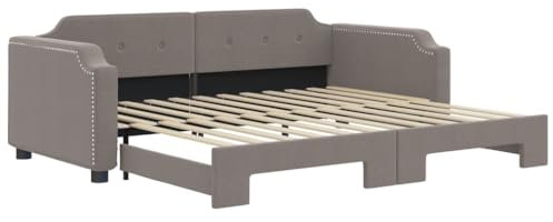 vidaXL Tagesbett, Sofabett Ausziehbar, Gästebett Schlafsofa für Schlafzimmer Wohnzimmer, Ausziehbett Sofa Bettsofa, Taupe 100x200cm Stoff