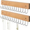 SCUNDA Wandmontierter Halskettenhalter, Bauernhaus-Stil, kein Verheddern, Schmuck-Organizer mit 28 Haken (2 Packungen, natürlich)