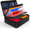 JUNDUN Organisateur de Documents, Boîte Ignifuge avec serrure & poignée, Sac ignifuge, Pochette ignifuge et etanche, Valise Porte Documents pour fichiers et passeport(Noir, 38x28x11cm)
