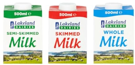 Lakeland Dairies Long Life Milk | Custom Case of 12x500ml | Choose From 3 Flavours & Receive 4 of Each Choice