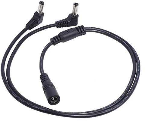 BYUTFA Stromkabel DC Power 1 Buchse auf 2 abgewinkelte Stecker Splitter Adapter Stecker Kabel 5,5 mm x 2,1 mm 12 V für CCTV-Kamera-LED-Streifen