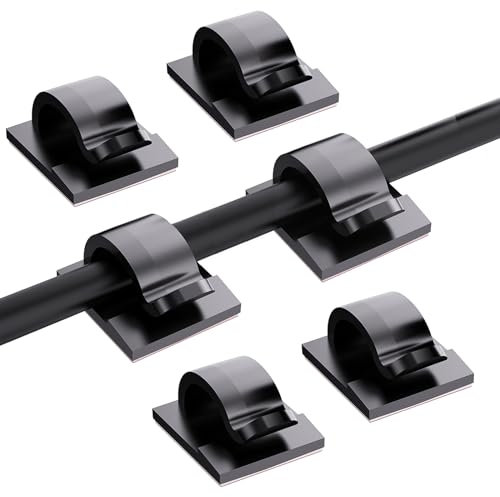 100Pcs Organizador Cables, Sujeta Cables Autoadhesivo,Para Cable De Carga Usb,Hogar De Oficina Grapas Cable Pared Para La GestióN Ordenada Del Cable, Decoraciones Colgantes NavideñAs (Negro)