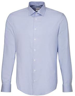 Seidensticker Herren Regular Fit Extra Langer Arm Business-Hemd Hemd, Blau, 46 EU
