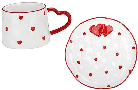 DECHOUS 1 Juego Me encanta la taza de café y el plato decoración británica vaso de agua retro decoración vintage taza de expreso taza de agua de cerámica taza de café personalizada chica