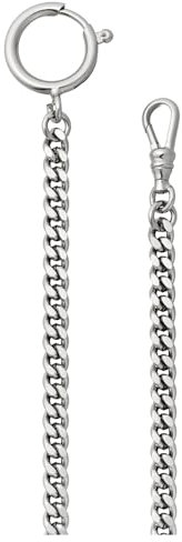 REGENT Herren Taschenuhr Kette 5 mm Breite 31 cm Länge mit Karabiner Flachpanzer Silberfarben P-45