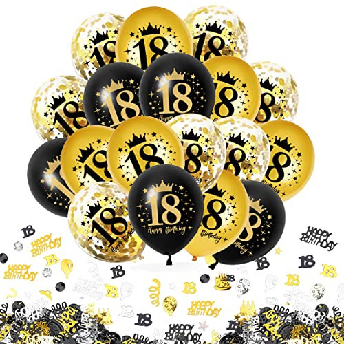 30 Stück 40 Geburtstag Deko Schwarz Gold, Luftballons 40. Geburtstag mit Konfetti, 40. Schwarz Gold Konfetti Zahlenballon, 40 Happy Birthday Deko für Männer Frauen Jubiläum Geburtstags Party Tisch