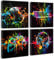 Gamer Room Decor for Boys - Game Wall Art Graffiti Gamepad Earphone Canvas Print Pictures Cool Video Gaming Poster Street Pop Men Cave Teen Bedroom Dorm Playroom Home Artwork Framed 12X12X4 Panels