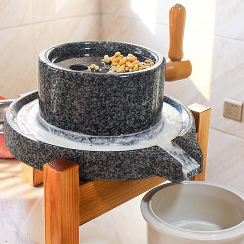 stone grinder mill Natural Granite Hand Crank Stone Mill Grinder for Flour, Country Living Kitchen Grain Mill With Wooden Frame Stand, Grain Grinder/hand Mill for Household Grain ( Size : 20x30cm/7.9x