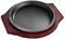 YISHUOYZBS Cast Iron Sizzler Plate Round Serving Pan, Platter with Wooden Base for Serving Hot Sizzling Dishes-22cm