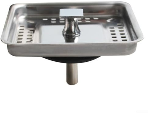 Escurridor cuadrado para fregadero de cocina, de acero inoxidable, para fregadero de cocina, tapón de residuos para oficina en casa, 85 x 85 mm