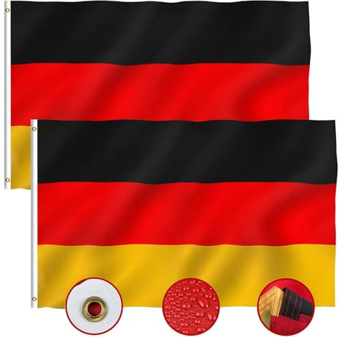 ElevaPulse 2 Stück Deutschland Flagge | 90 X 150 cm | Wetterfeste Deutschland Fahne mit Messing-Ösen | Deutsche Flagge | Fahne Deutschland | Deutschland Fahnen | Kräftige Farben | Top Qualität