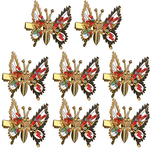 8 Stück Metall-Haarspangen in Schmetterlingsform, hohl, Schmetterlings-Haarnadeln, niedlich, beweglich, 3D-Schmetterlings-Haarspangen, flatternde Schmetterlings-Haarspange für Haar