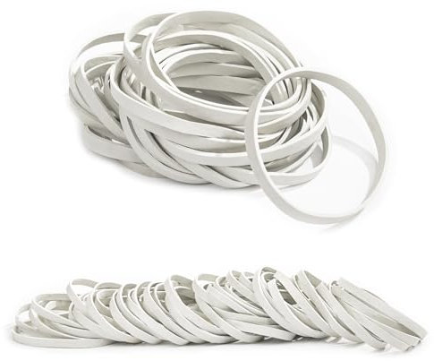 Elastic Bands Heavy Duty 100Pcs Thick rubber bands 60x5mm Natural Strong Money Elastic Bands Wide Rubber Band Stationary Stretchable Bands for Home School Office Workshop Accessories,White
