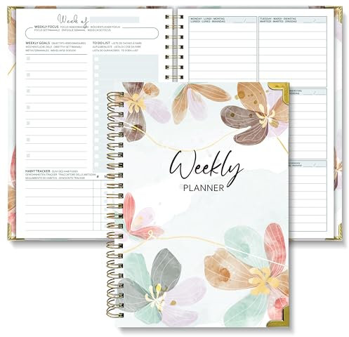 BIROYAL Undatierter Wochenplaner | Weekly Planner | Terminplaner A5 | wöchentlicher Terminkalender mit To-Do-Liste, großem Notizfeld | 52 Blatt Terminplaner auf Deutsch Ringbuch mit Hardcover