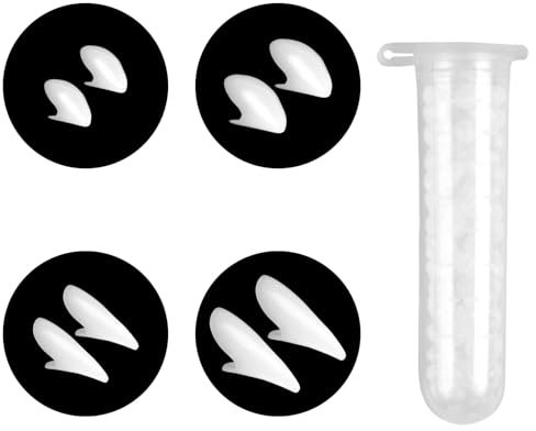 Denti da Vampiro Halloween Adulto Bambino da vampiro-Canini Finti da Vampiro Halloween 4 Misure Adattabili con Perline Termoformabili e Adesivo Speciale-Accessori Realistici per Costume Halloween