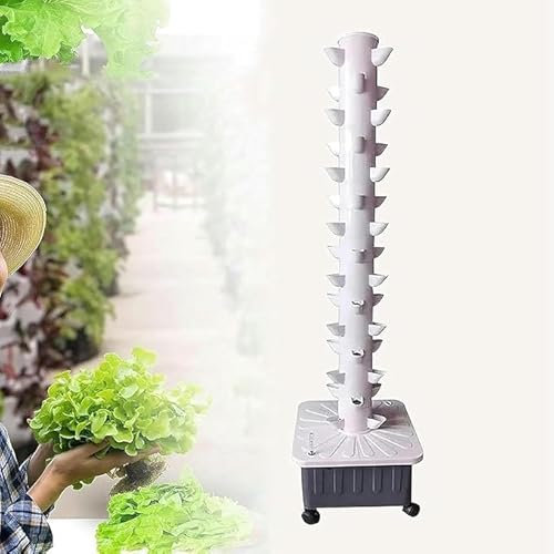 WJYTDHIQS Torre hidropónica de 15 Pisos y 45 Orificios, Kit de Cultivo aeropónico de Torre de jardín para Hierbas, de Cultivo acuapónico, Frutas y Verduras con Bomba hidratante, adap
