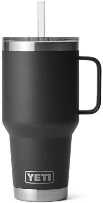 YETI Rambler Gobelet en paille en acier inoxydable, noir, 1035 ml