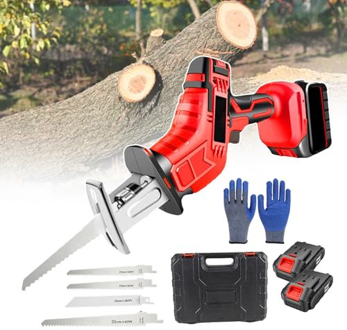 bcomedrag Professionelle Handgeführte Knochensäge, Elektrische Fleischersäge Für Den Gewerblichen Haushalt, Kabellose Säbelsäge Zum Schneiden Von Knochen, Zweigen Und Kunststoffrohren,2batteries