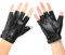 AOZUO Halbfinger Handschuhe Damen, Schwarze PU Kunstleder Biker Punk Handschuhe, Fingerlose Reithandschuhe aus Leder, Halbfinger Outdoor Sporthandschuhe, Cosplay Kostüm Handschuhe für Damen