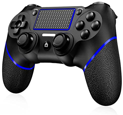 JoyPlay Wireless Game Controller for P-S4, Compatible with P-S4/Slim/Pro, Dual Vibration, 6-Axis Gyro Sensor, High Precision Touch Panel, Audio Jack, 360° Joystick Precise Control - Blue