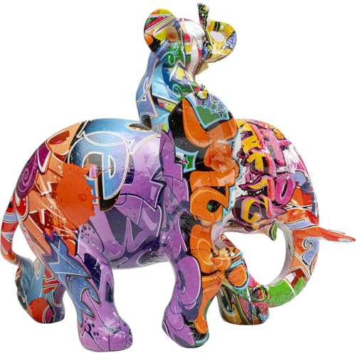 Kare Design Deko Figur Elefant Dumbo UNO Graffiti, Mehrfarbig, Accessoire, Wohnzimmer, Deko für Regale oder Sideboards, Deko Skulptur, Dekoration, 27x25x12 cm (H/B/T)