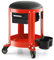 HOMFME Pneumatic Rolling Mechanic Stool, Workshop Creeper Seat Roller Toolbox with Removable Padded Seat, 2 Drawers, Tool Tray and Twin Can Holders, 150kg Capacity Garage Padded Chair Work Seat