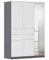 Rauch Möbel Norwich Drehtürenschrank, Kleiderschrank, Schrank, Garderobe 5-türig, 1 Spiegeltüre, 2 Schubladen, Farbe Weiß/Grau metallic, Griffprofil Weiß, 136x197x54cm