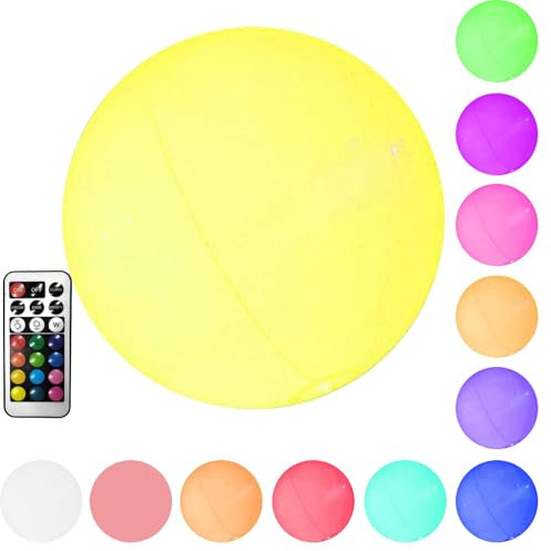Boule de plage lumineuse - boule de jouet LED étanche IP67 avec télécommande | Giant Beach Ball 13 Couleurs, lueur dans les boules d'éclairage sombre pour vacances d'été, piscines, plages,