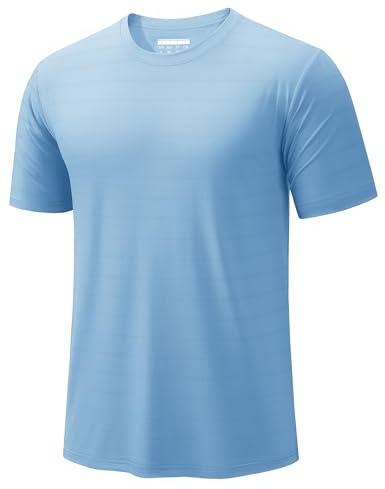 TACVASEN Mens Running Shirt Short Sleeve Gym T Shirts Light Sky Blue