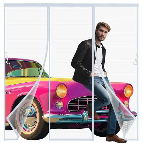 Magnetic Fly Screen Door & Window 130x230cm(51x91inch) Mosquito nets Doors Insect & Mosquito Proof Netting with Strong Magnets Heavy-Duty Mesh for Balcony, Patio, Doors & Windows Curtain net Grey