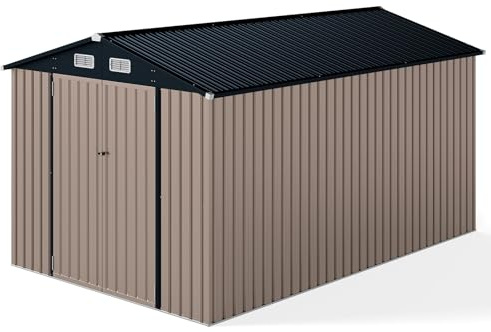 COSTWAY Gerätehaus Metall, 350 x 223 x 197 cm Geräteschuppen mit geneigtem Dach, abschließbaren Türen & Schlüsseln, Gartenhaus für Garten, Hinterhof, Rasen, Terrasse