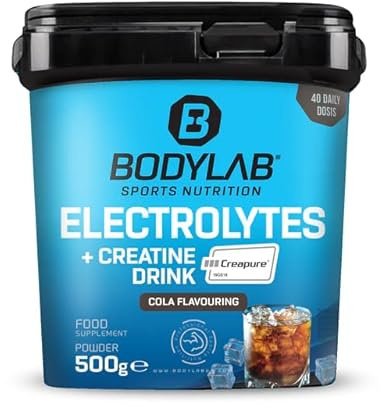Bodylab24 Electrolytes + Creatine Drink Cola 500g, mit mehr als 4 g reinem Kreatin je Portion als hochwertiges Creapure®, enthält Magnesium, Kalium & Natrium