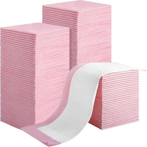Kinmsito 100 Stück Wickelunterlage Einweg, Baby Changing Mat, Rosa, 33x45cm | Inkontinenzunterlage Wickelunterlage Einweg, Baby Wickelauflage for Unterwegs
