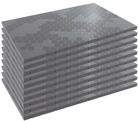 INTEC - Lot de 10 Dalles de sol Clipsables Grises 116x76x3 cm Rectangulaire Polypropylène Revêtement de Sol 7.69m2