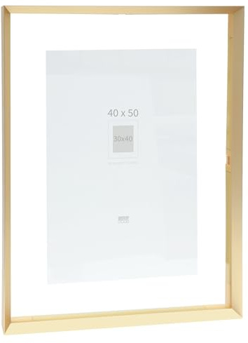 Deknudt Frames - Photo frame - between two glasses - gold rim - aluminium - for size up to 40x50 cm - S028A1 - to hang