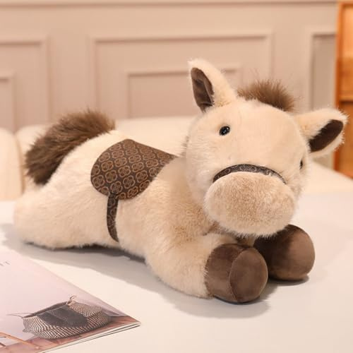 Xiyocadt Pferd Kuscheltier,Cute Pferd Plüschtier,Weiche Flauschig Stofftier Pony Plüsch Puppe, Pferde Geschenk Für Mädchen,Plüscpuppe Wurfkissen Geschenk für Kinder Jungen und Mädchen (45cm,Beige)