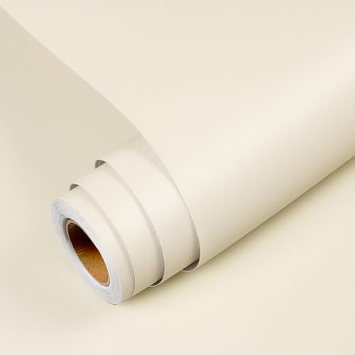 YENHOME Klebefolie Möbel Beige Matt 60x300cm Selbstklebende Tapete Beige Möbelfolie für Schrank Tisch Klebetapete Selbstklebend Wand Deko Schlafzimmer Wohnzimmer Badezimmer Folie für Küchenschränke