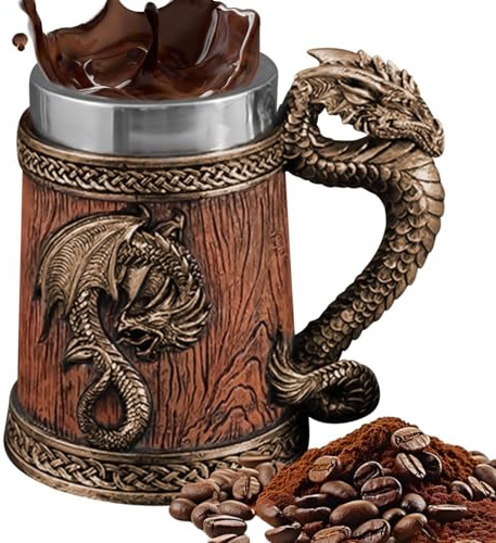 Kaffeetasse | Thermobecher mit Drachenmotiv | dekoratives Trinkgeschirr für kalte und warme Getränke | für alle Jahreszeiten, Hotel, Camping, Versammlung
