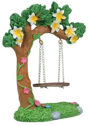 keloppasit Fairy Garden Furniture | Resin Indoor Miniature Fairy Garden Swing Statues,Small Doll House Decoration for Driveway Lawn Pathway Yard Bedroom Farm