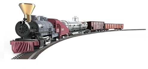 BuildCubes 1/87 HO-Maßstab 0-4-0 Dampflokomotive Modell, Alte Zeiten Dampf Lokomotive Eisenbahn Modell Set Modelleisenbahn Dampflok Zug mit Spur Waggons, Geschenk Dekor für Erwachsene