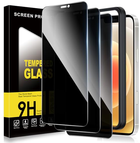 ZhuoFan Sichtschutz für iPhone 12 mini Panzer Schutz Glas,Privacy Schutzfolie Displayschutz,Anti-Spy 10H Härte Folie Schutzglas Blickschutz mit Rahmen Positionierhilfe,Bläschenfrei,3 Stück