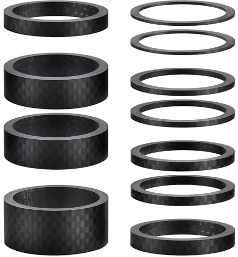 Vesavifaka 12 Stück Fahrrad Carbon Faser Headset Abstandshalter Spacer, Mattes Finish, Passt für 1-1/8 Zoll Vorbau für MTB, Mountainbike Straßenrad Lenker Vorbauten, (15/10/5/3/2/1mm) 6 Größen