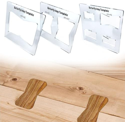 Schmetterlings-Einlegevorlage, transparentes Acryl-Set mit 7 Größen für präzises Fräsen in dekorativen Holzbearbeitungs- und Reparaturanwendungen (ZBT-3)
