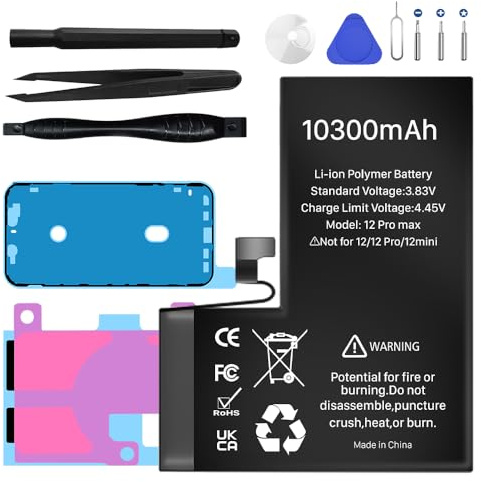 Battery for iPhone 12 Pro Max, New Upgrade High Capacity Battery Replacement for iPhone 12 Pro Max, A2411, A2412, A2342 with Repair Tool Kit