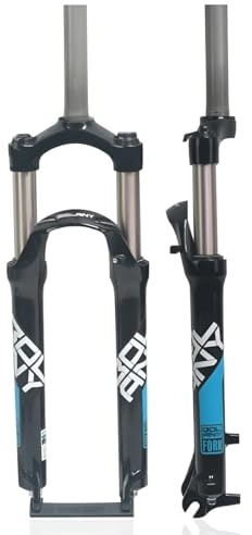 HWEVDHJ 24 Pollici Forcella Ammortizzata per Mountain Bike Corsa 100mm Forcella Anteriore Meccanica Tubo Dritto 1-1/8 Forcellas MTB Freno A Disco QR 9mm Blocco Manuale(Blue)